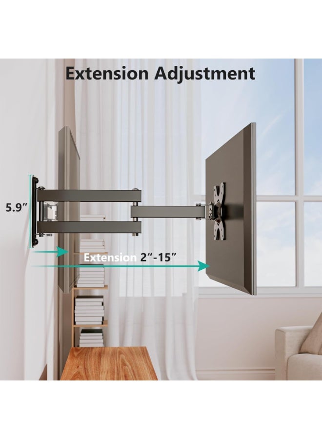 TV wall mount bracket, adjustable angle, 15-inch fully extendable arm, suitable for most 13 to 32-inch LED TV flat panel screens, VESA standard maximum 100x100mm , black. - Image 4